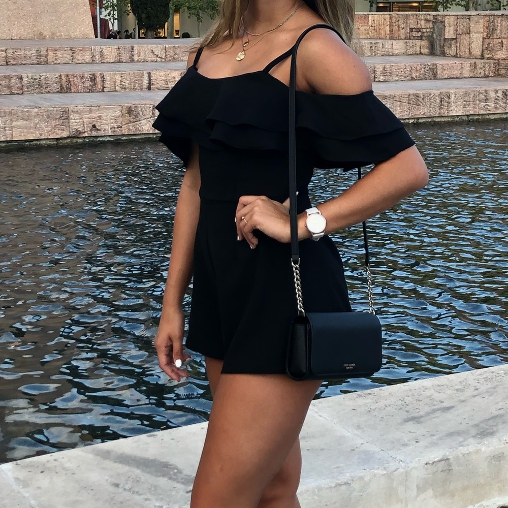 Elegant Black Ruffle Romper
